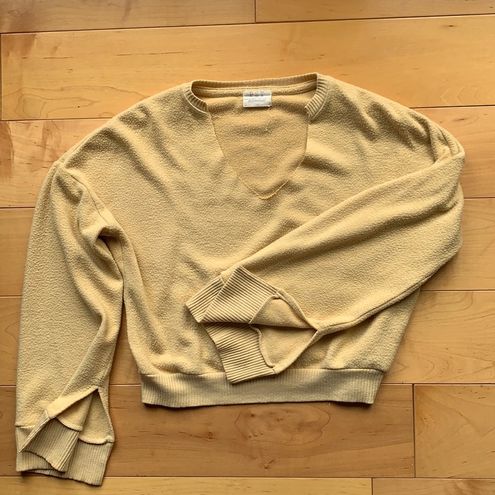 Yellow Sweatshirt Crop Top